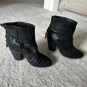 rag & bone high heeled black leather booties